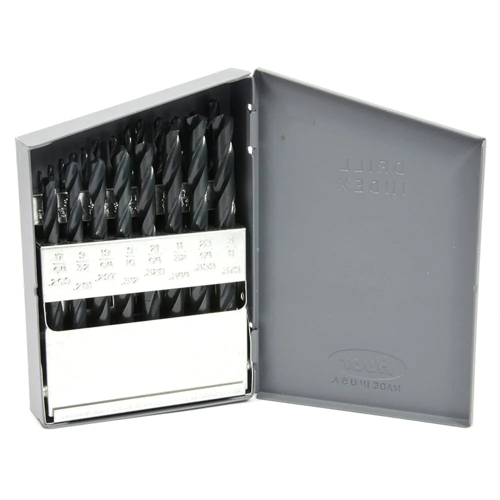 21-Piece Jobber Length Drill Bit Set. High Speed Steel (HSS). 135 Degree Split Point