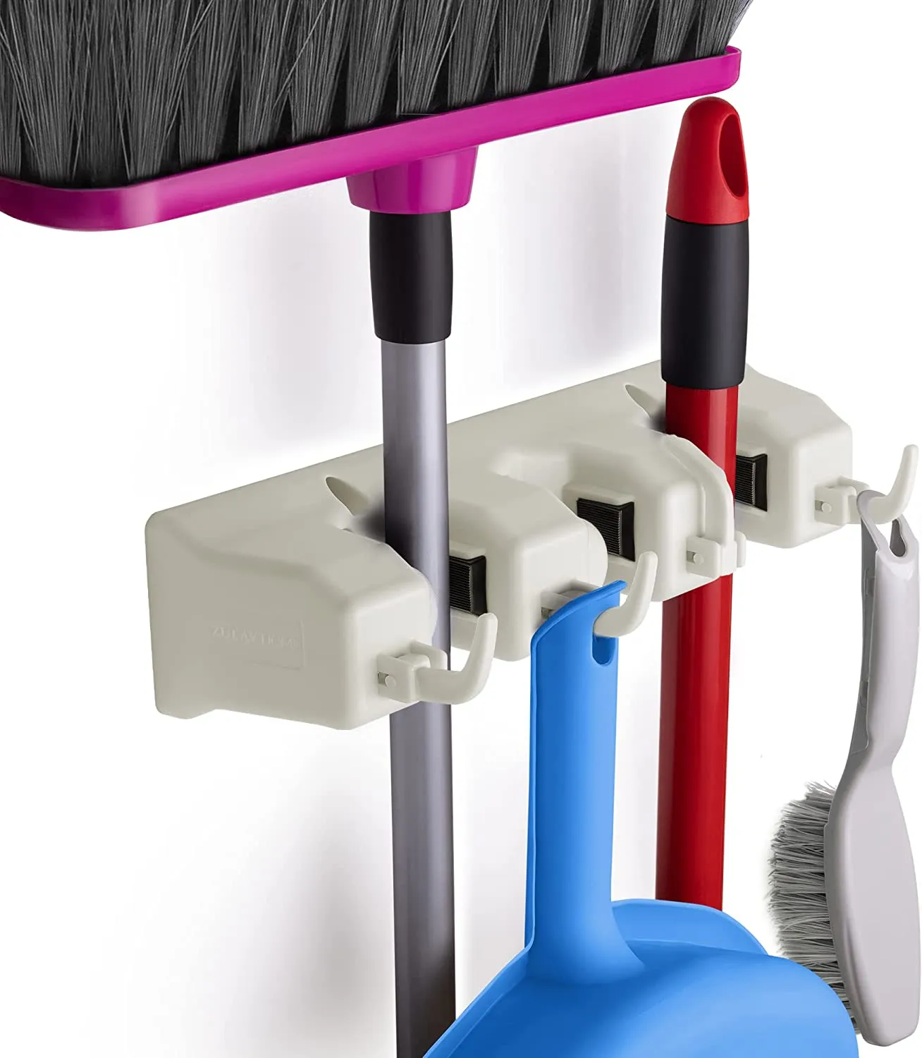 (3 Slots) Organizer Utility Racks Mop Holder and Broom Hanger