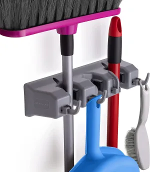(3 Slots) Organizer Utility Racks Mop Holder and Broom Hanger