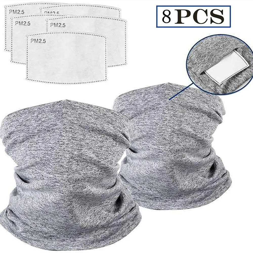 Bandana Neck Gaiter Safety Carbon Filters Face Cover For Men Women Outdoors