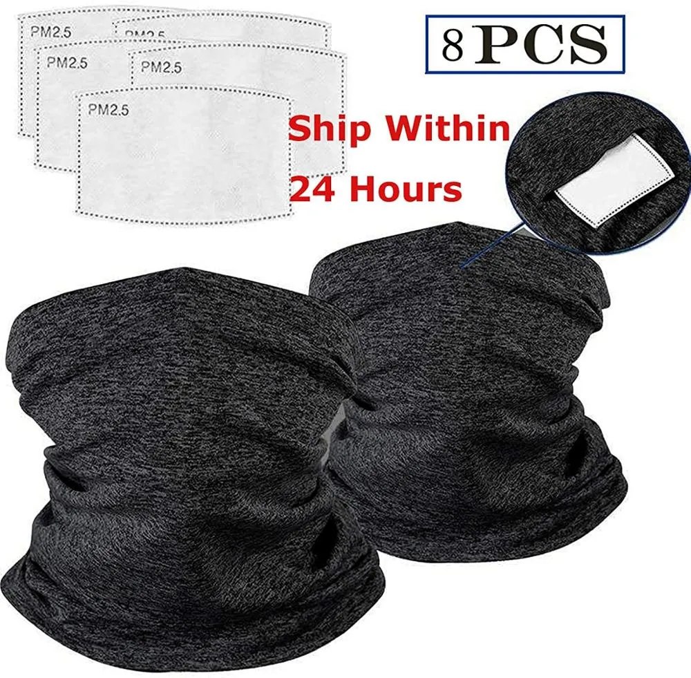 Bandana Neck Gaiter Safety Carbon Filters Face Cover For Men Women Outdoors