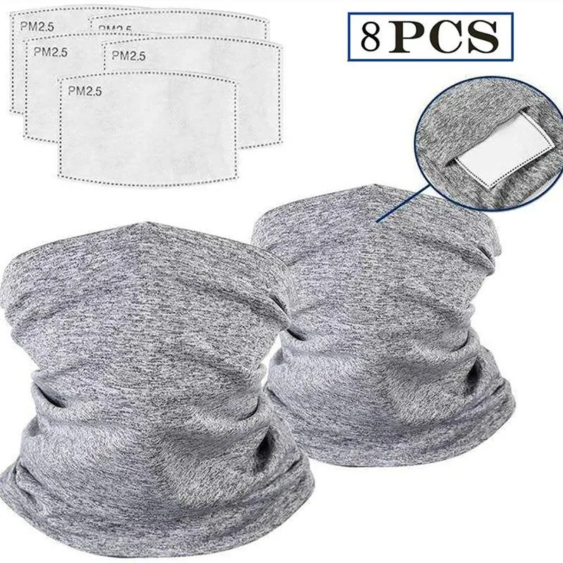 Bandana Neck Gaiter Safety Carbon Filters Face Cover For Men Women Outdoors