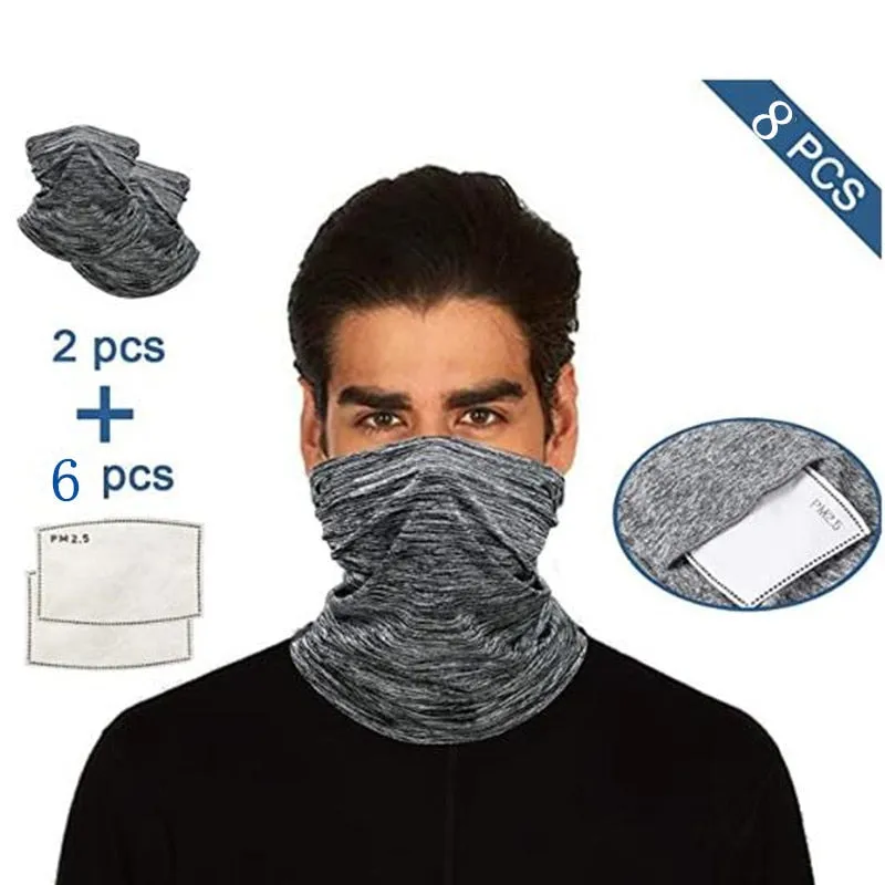 Bandana Neck Gaiter Safety Carbon Filters Face Cover For Men Women Outdoors