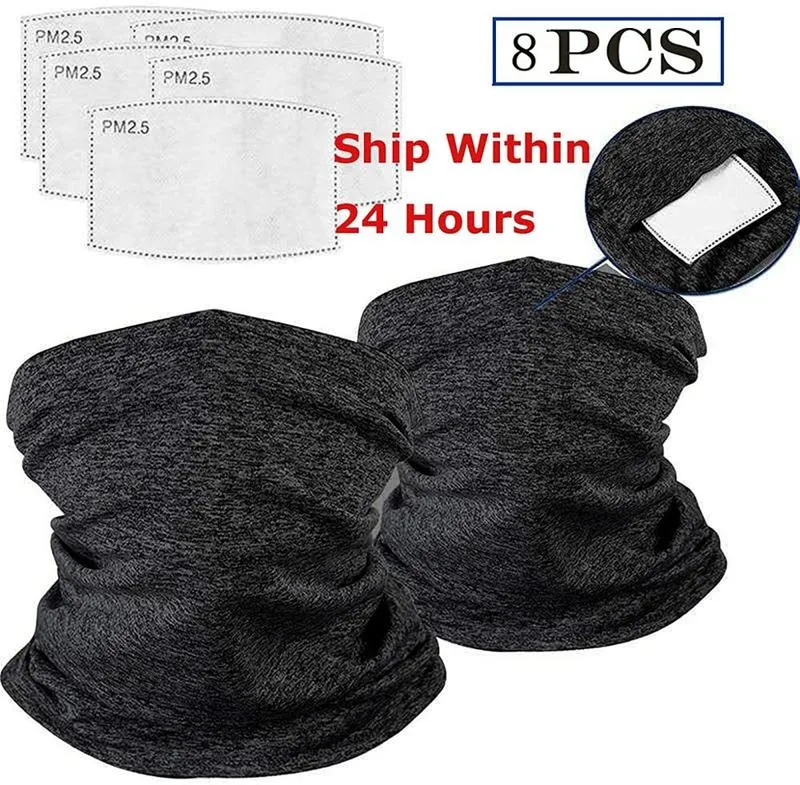 Bandana Neck Gaiter Safety Carbon Filters Face Cover For Men Women Outdoors