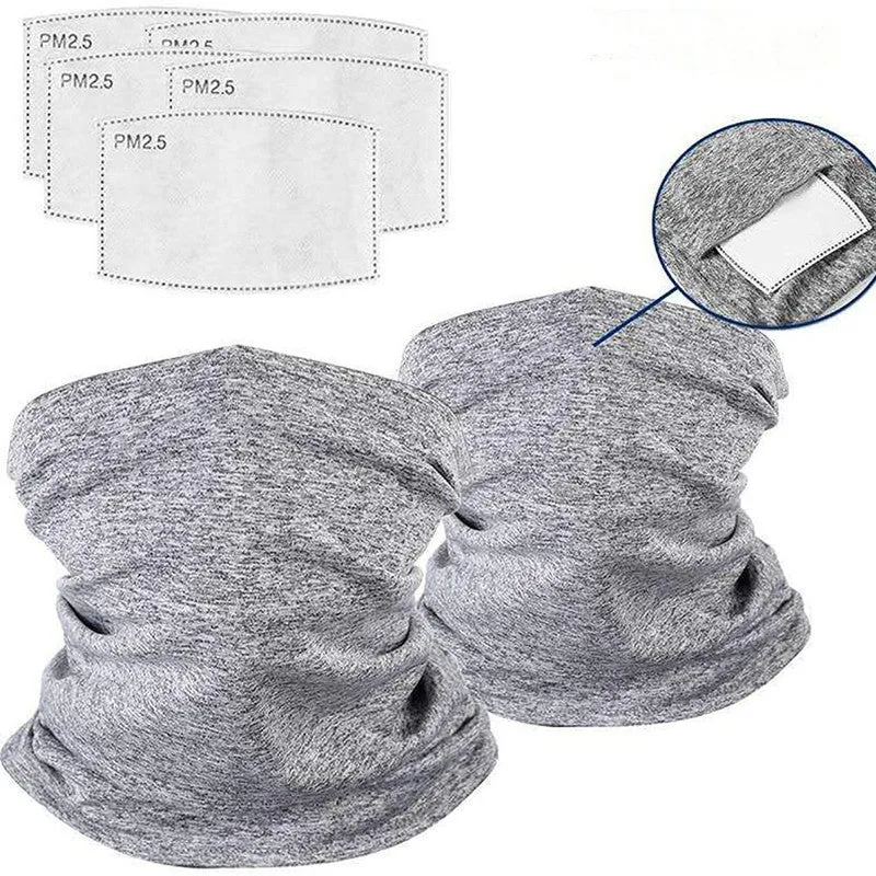 Bandana Neck Gaiter Safety Carbon Filters Face Cover For Men Women Outdoors
