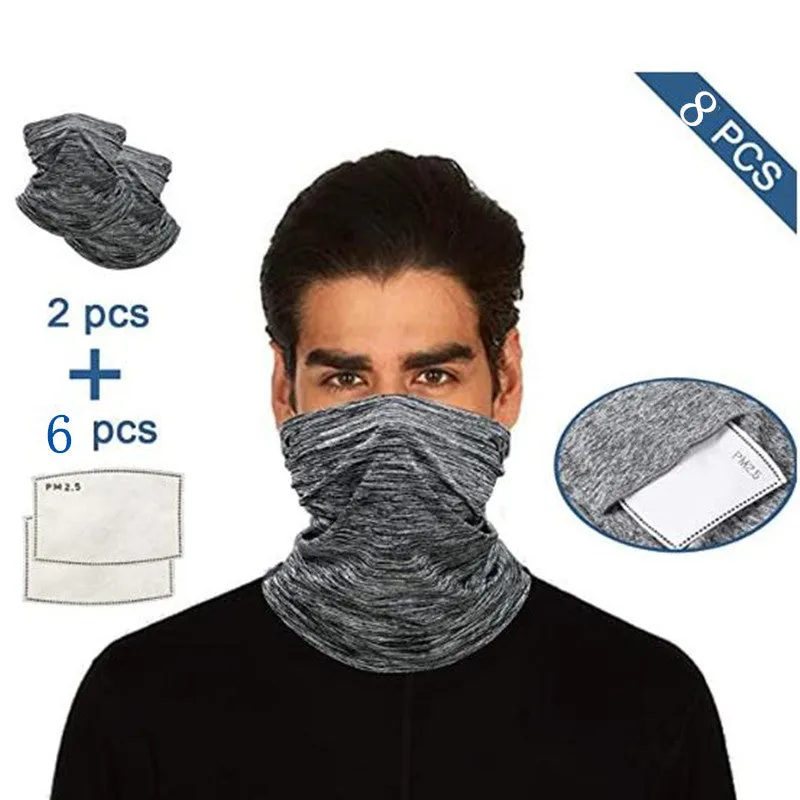 Bandana Neck Gaiter Safety Carbon Filters Face Cover For Men Women Outdoors