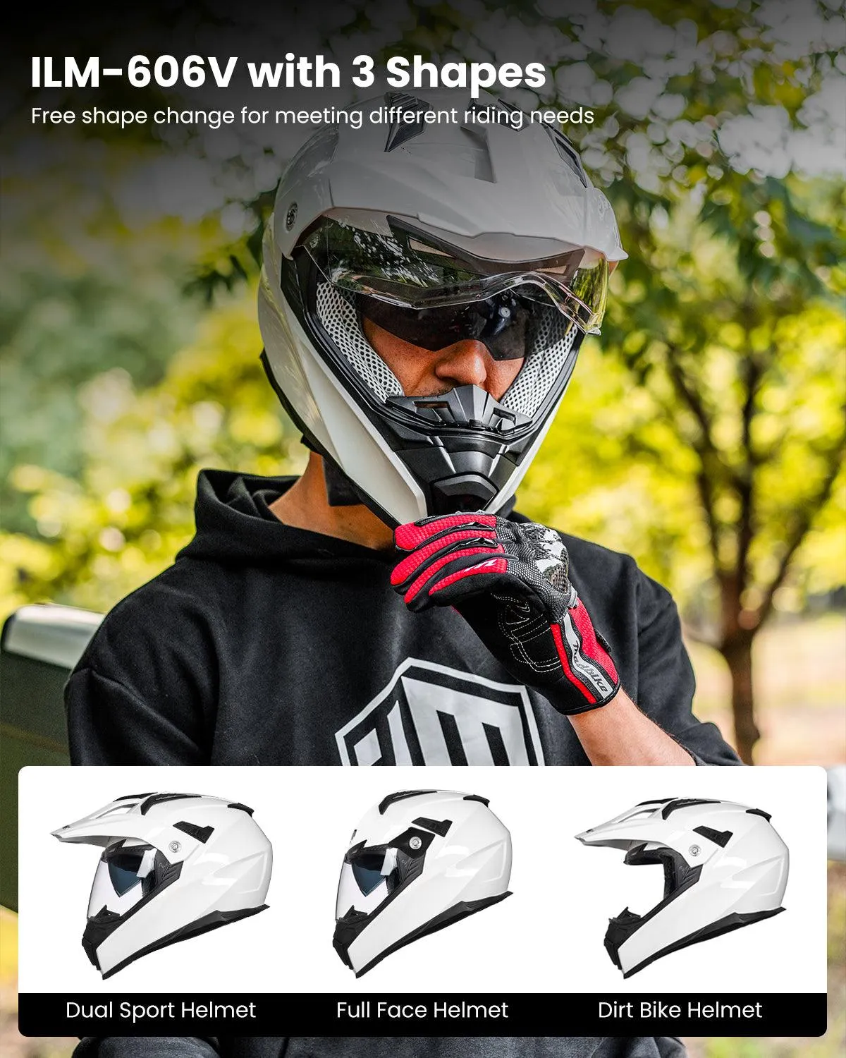 ILM Off Road Motorcycle Dual Sport Helmet Model 606V