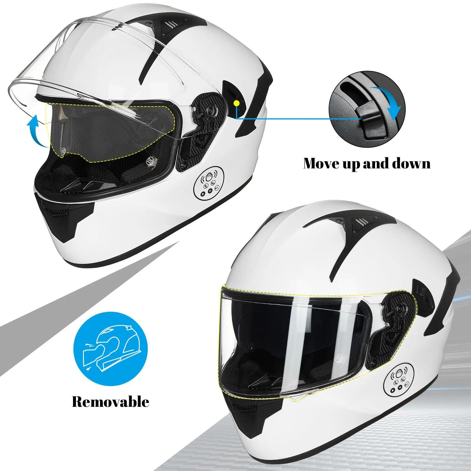 ILM Touch Built-in Bluetooth Integrated Full Face Motorcycle Helmet Model X9