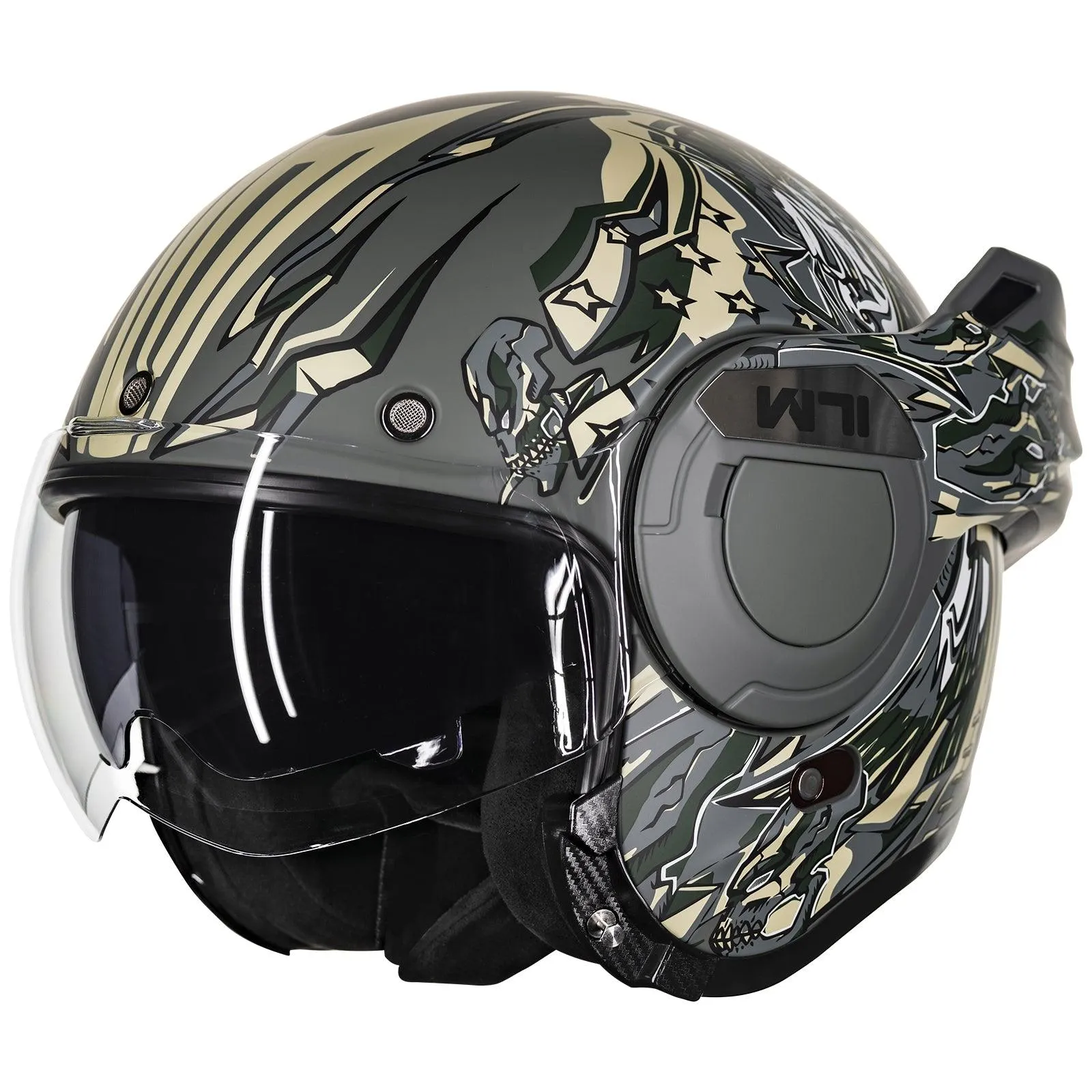 ILM Vintage Full Face Modular Motorcycle Helmet Model B707
