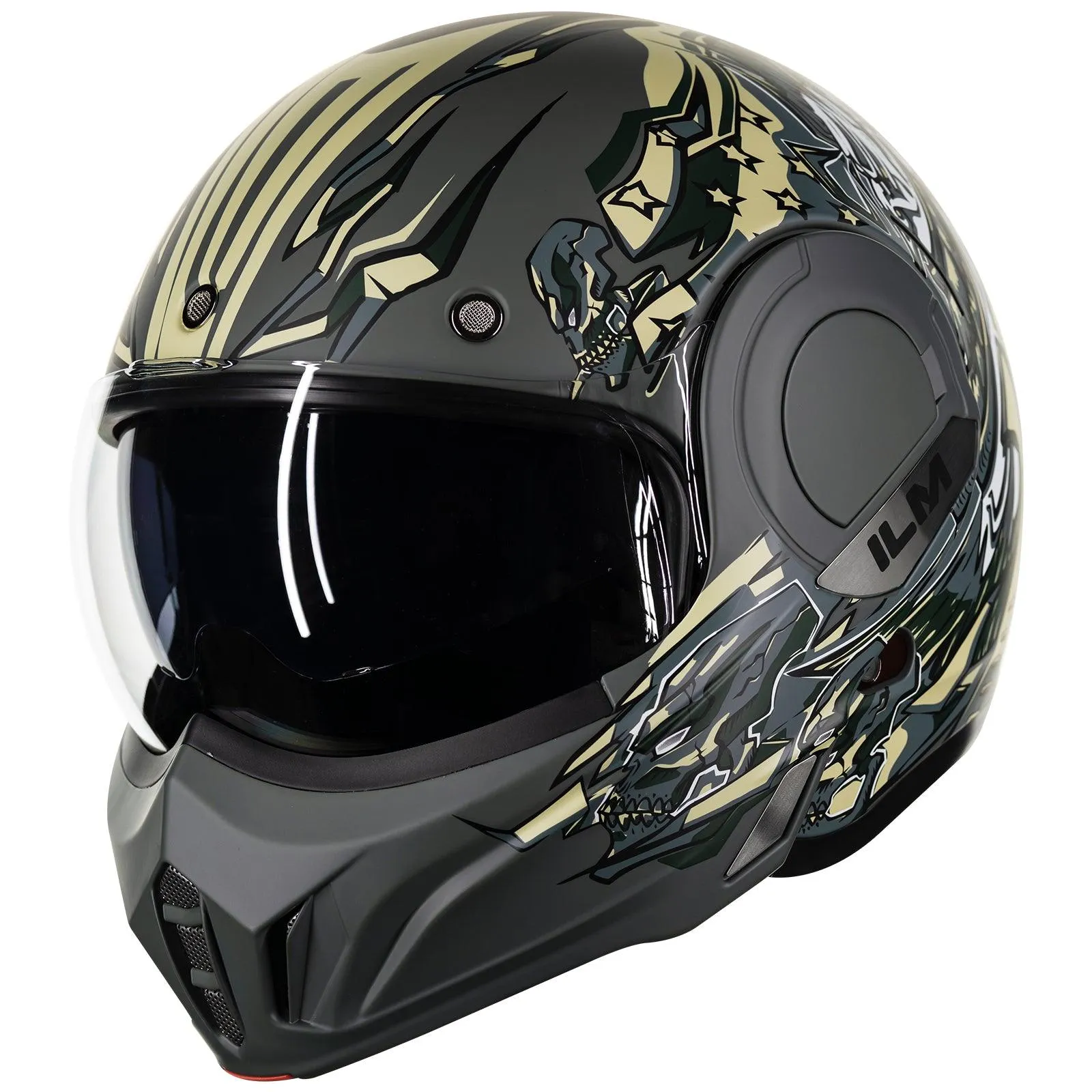 ILM Vintage Full Face Modular Motorcycle Helmet Model B707
