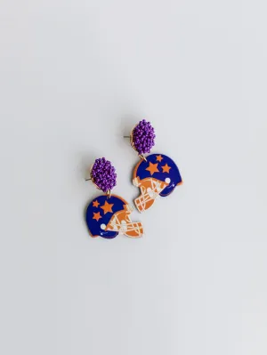 Touchdown Earrings | Purple   Orange