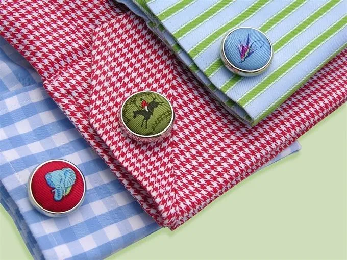 Vespas: Woven Silk Cufflinks - Orange