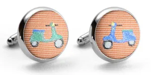 Vespas: Woven Silk Cufflinks - Orange