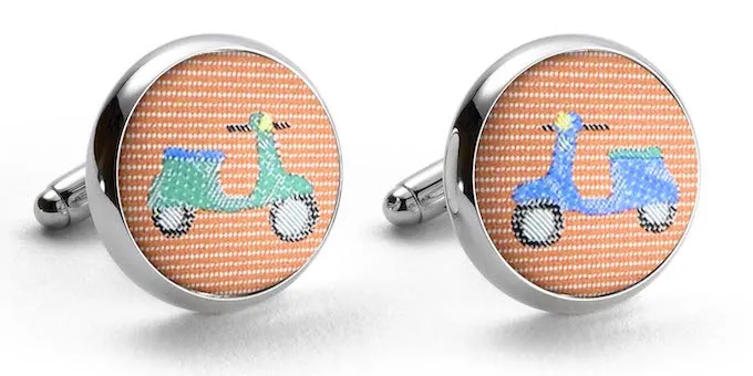 Vespas: Woven Silk Cufflinks - Orange